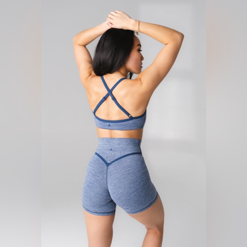 Balance Athletica Heather Blue Crossback Sports Bra